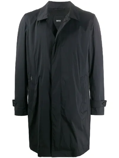 Hugo Boss Single-breasted Tailored Coat In Black