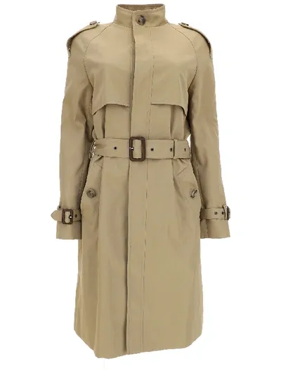 Saint Laurent Sable Trench Coat In Beige