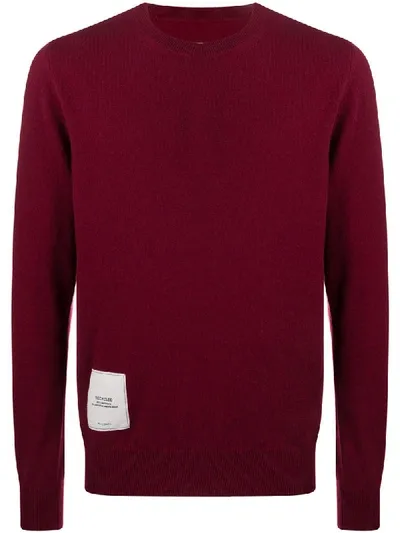 Maison Margiela Logo Patch Cashmere Jumper In Red