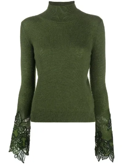 Ermanno Scervino Lace Cuff Jumper In Green