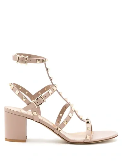 Valentino Garavani Ladies Rockstud Strappy Sandals In Metallic