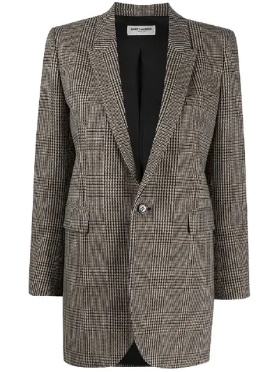 Saint Laurent Prince Of Wales Blazer In Gray