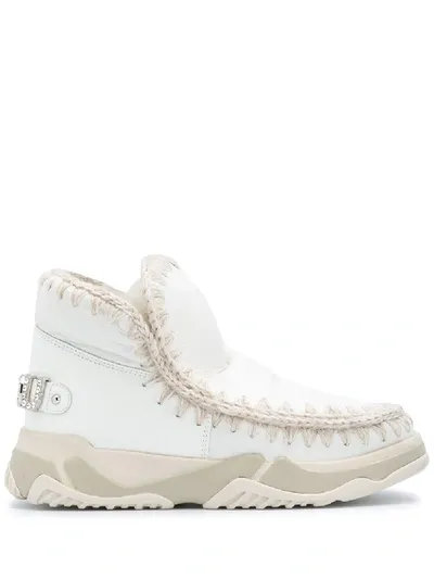 Mou Eskimo Whipstitch High-top Sneakers In White