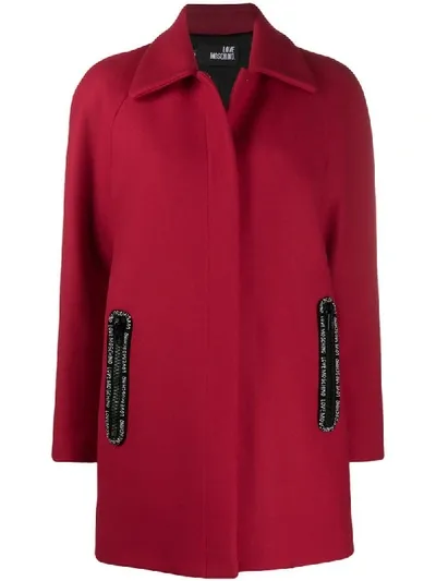 Love Moschino Single-breasted Press Stud Coat In Red