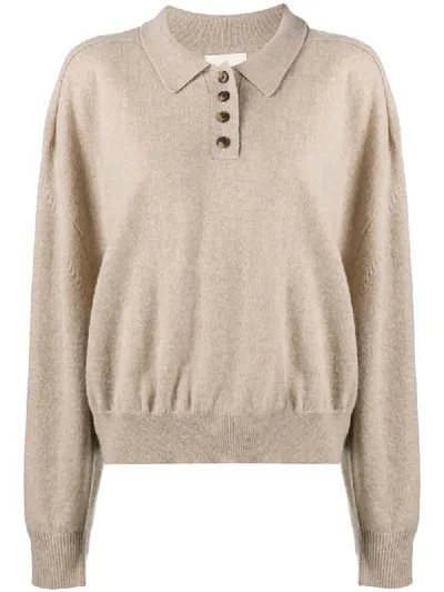 Loulou Forana Polo Cashmere Jumper In Neutrals