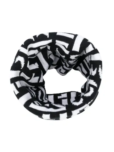 Hugo Boss Kids' All-over Logo Round Scarf In Black