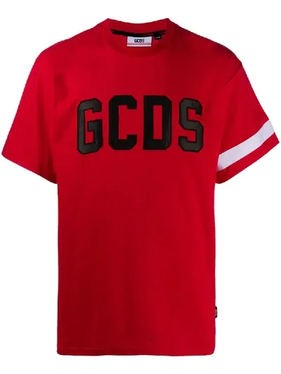 Gcds Embroidered Logo T-shirt In Red