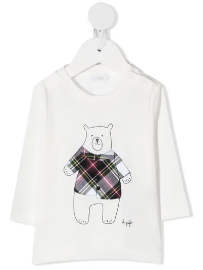 Il Gufo Babies' Bear Print Long-sleeve T-shirt In White