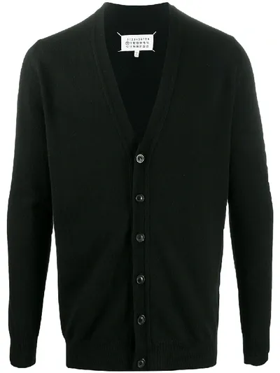 Maison Margiela Fine Knit Wool Cardigan In Black