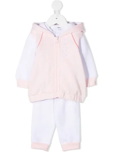 Hugo Boss Babies' Colour-block Tracksuit Set In White