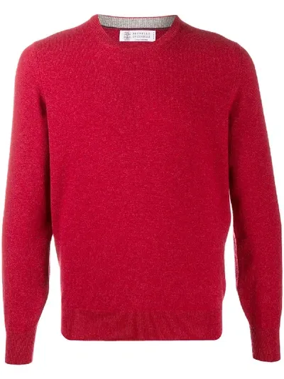 Brunello Cucinelli Crew Neck Sweater In Red