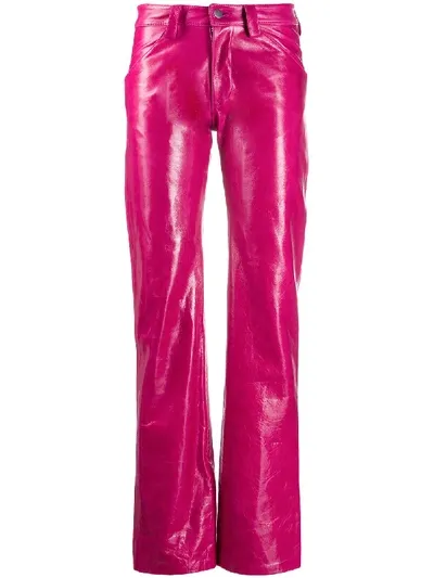 Mowalola Straight Leg Leather Trousers In Pink