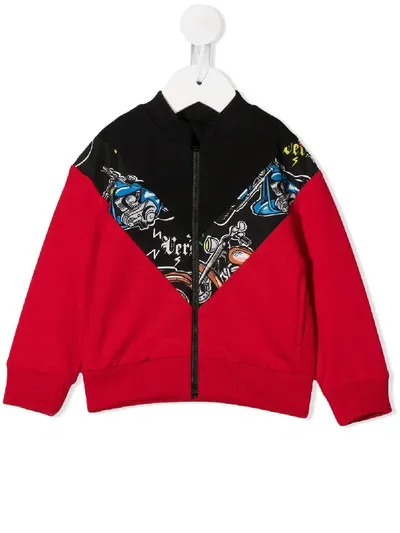 Young Versace Babies' Printed Panel Bomber Jacket In Red