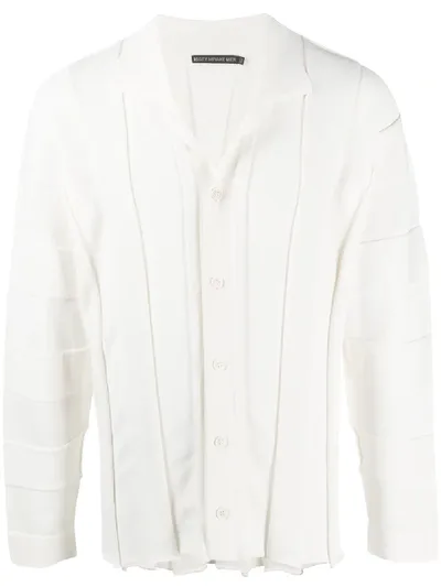 Issey Miyake Panelled Raw-edge Cardigan In White