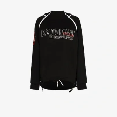 P.e Nation Racing Line Drawstring Hoodie In Black