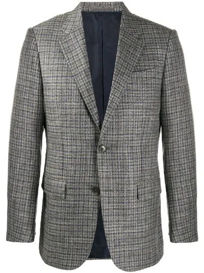 Ermenegildo Zegna Plaid Blazer Jacket In Blue