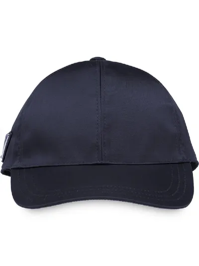 Prada Logo-patch Baseball Cap In Blue