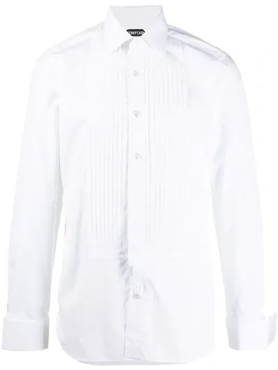 Tom Ford Long-sleeved Tuxedo Shirt In White