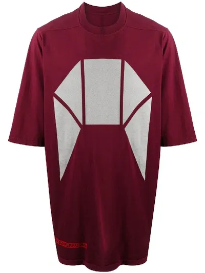 Rick Owens Drkshdw Geometric Print Oversized T-shirt In Red