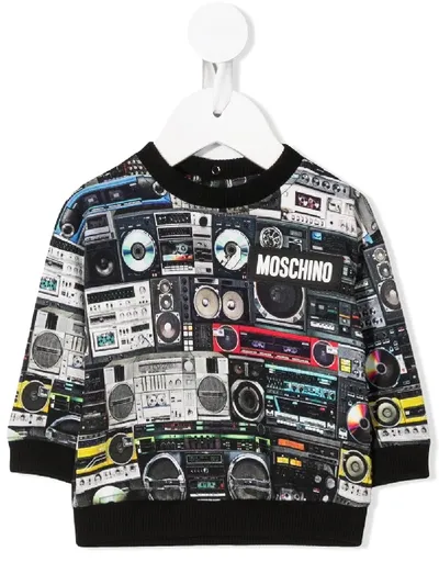 Moschino Babies' Boombox Print Sweatshirt In Black