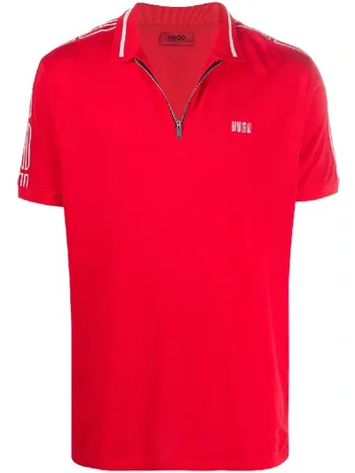 Hugo Boss Half Zip Polo Shirt In Red