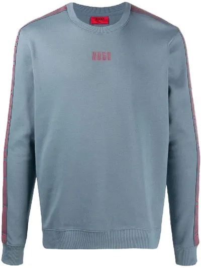 Hugo Logo Print Jumper In Blue