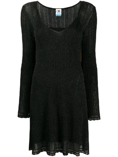 M Missoni Ribbed Knit Mini Dress In Black