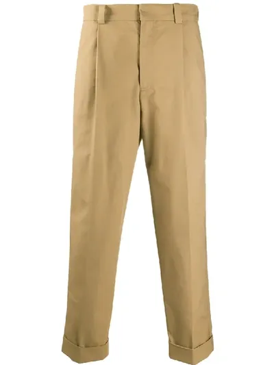 Acne Studios Pleated Twill Chinos In Brown