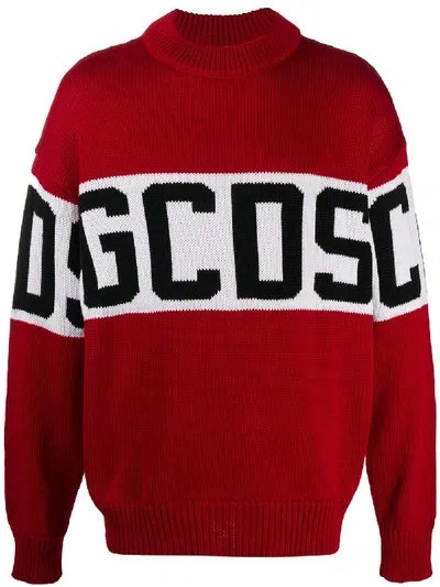 Gcds Knit Logo Jumper In Red