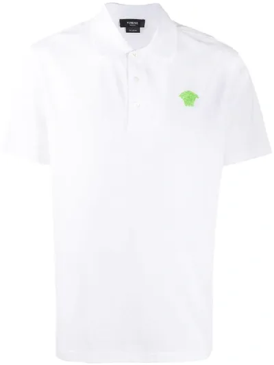 Versace Medusa Motif Polo Shirt In White