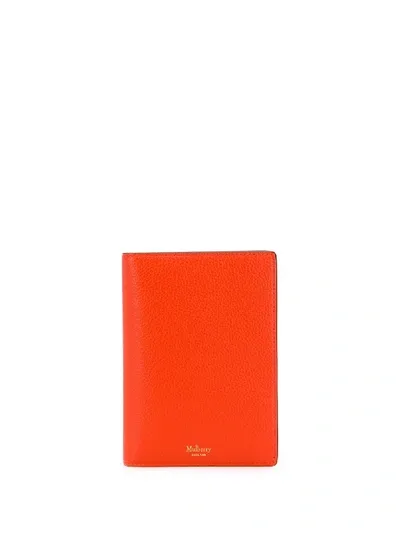 Mulberry Contrast Leather Passport Wallet In Orange