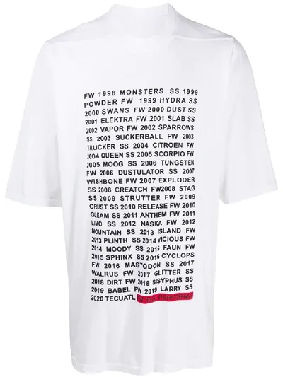 Rick Owens Drkshdw Text Print Oversized T-shirt In White