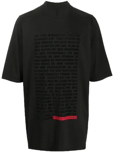 Rick Owens Drkshdw Text Print Oversized T-shirt In Black