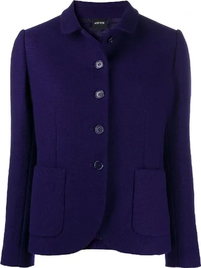 Aspesi Single-breasted Wool Jacket In Purple