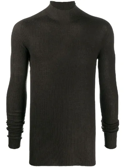 Rick Owens Fitted Mock Neck Jumper In Brown