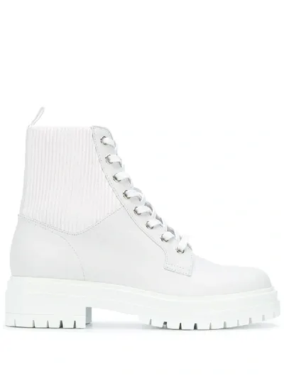 Gianvito Rossi Lace-up Leather Boots In White