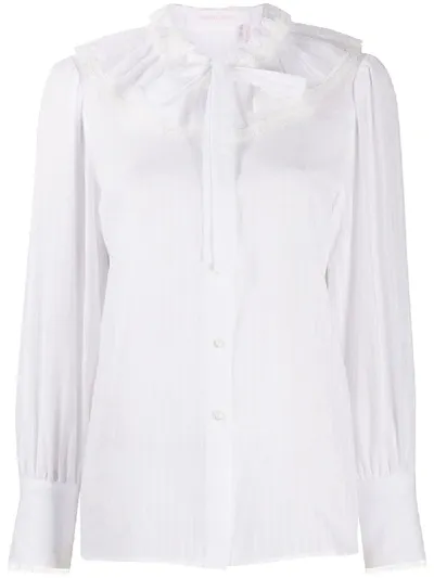 See By Chloé Bow Button-down Blouse In White