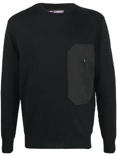 Les Hommes Zipped Pocket Jumper In Black