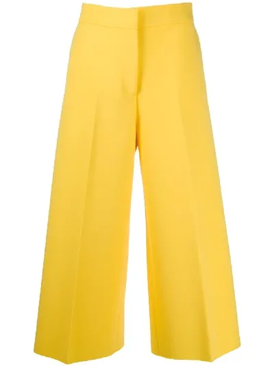 Msgm Wide-leg Cropped Trousers In White