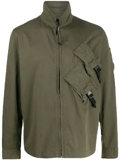 C.p. Company Lens Detail High-neck Jacket In Green