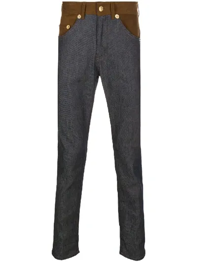 Neil Barrett Contrast-panel Slim-fit Jeans In Blue