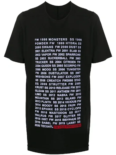 Rick Owens Drkshdw Typed Print Cotton T-shirt In Black