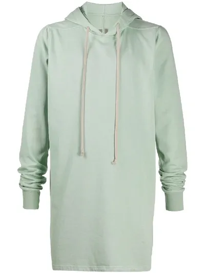 Rick Owens Drkshdw Longline Drawstring Hoodie In Green