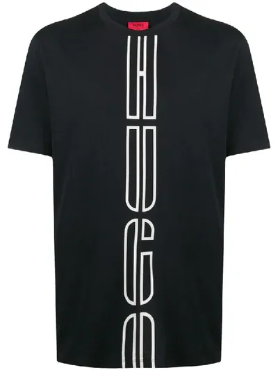 Hugo Crew Neck Logo Print T-shirt In Black