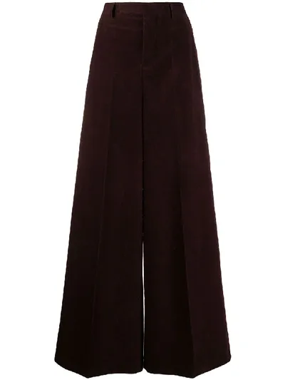 Rick Owens High-waisted Corduroy Flare Trousers In Purple