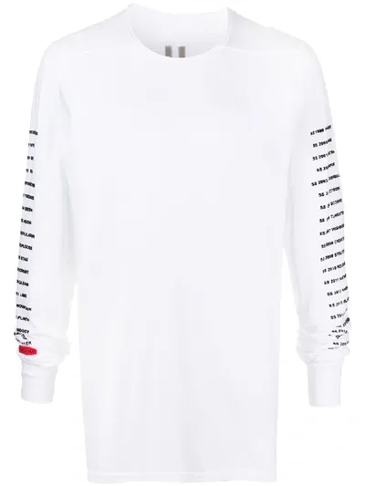 Rick Owens Drkshdw Embroidered-sleeves T-shirt In White