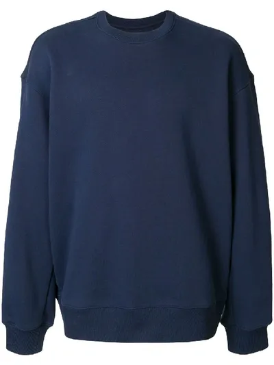 Solid Homme Logo Print Crewneck Sweatshirt In Blue