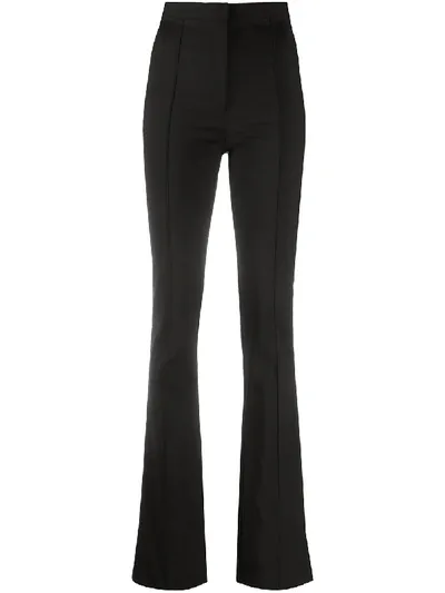 Patrizia Pepe Pressed-crease Slit-detail Flared Trousers In Nero