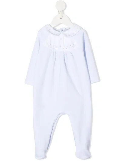 Patachou Babies' Embroidered Buttoned Romper In Blue