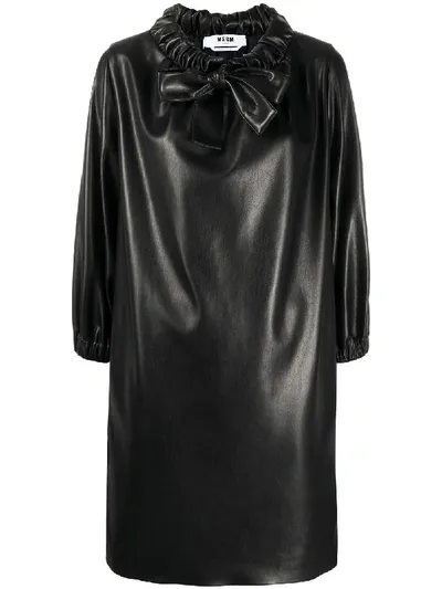 Msgm Long-sleeve Loose Dress In Black